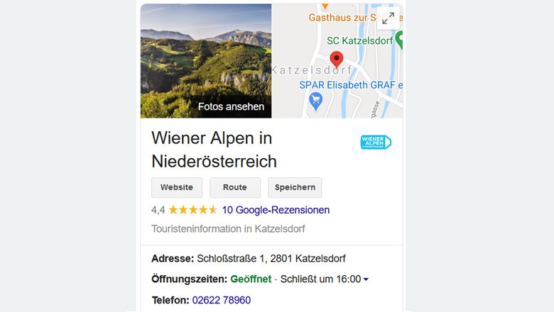 Google Unternehmenskonto, © Screenshot Google Unternehmenskonto, © Screenshot