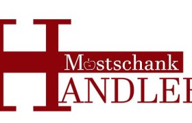 Mostschank Handler in Bromberg, © Mostschank Handler Logo der Mostschank Handler mit großem roten H und Apfel im Schriftzug.