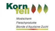 Cider tavern Kornfell family "Binishofer", © Familie Kornfell Logo of Mostschank Familie Kornfell with leaves and text in green font color.