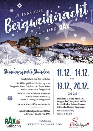Besinnliche Bergweihnacht, © Scharfegger's Raxalpen Resort Besinnliche Bergweihnacht, © Scharfegger's Raxalpen Resort