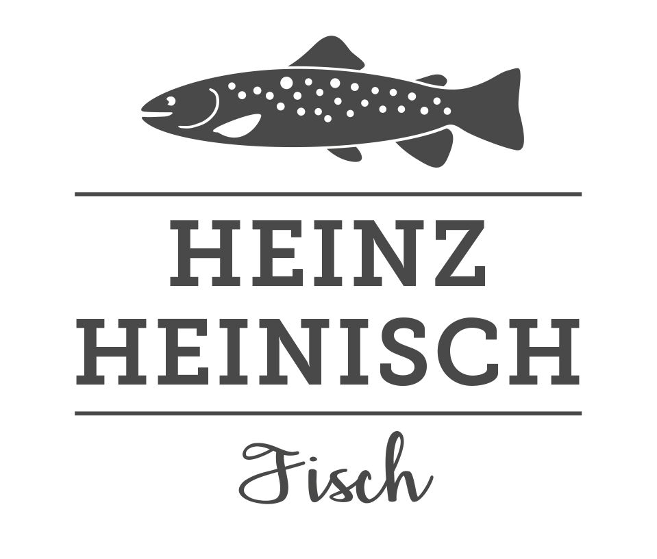 Logo mit einem  Fisch und dem Text 'Heinz Heinisch Fisch'.