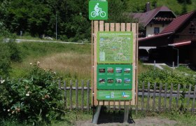 Information board for cyclists in Trattenbach with map and information on cycle paths.