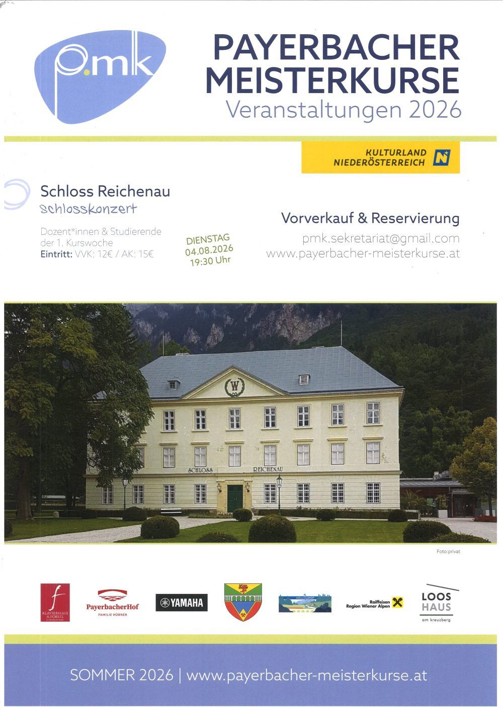Schlosskonzert der Payerbacher Meisterkurse