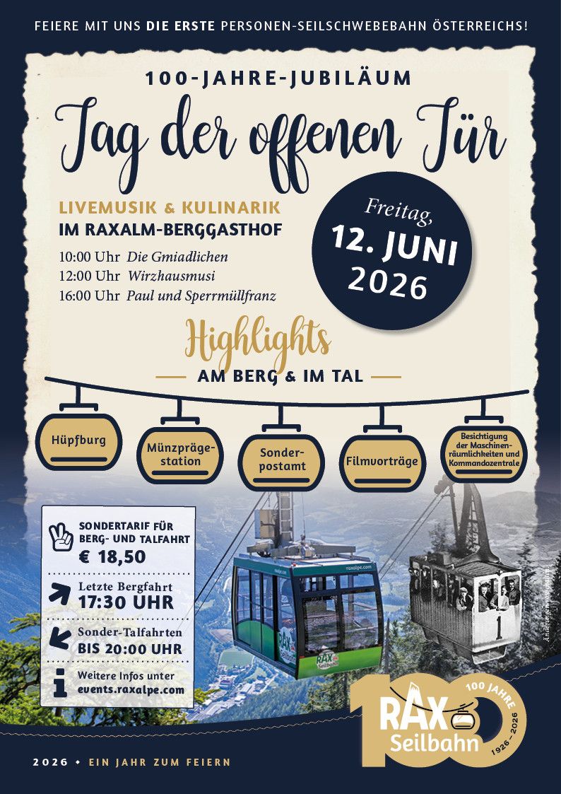 Tag der offenen Tür - 100 Jahre Rax-Seilbahn