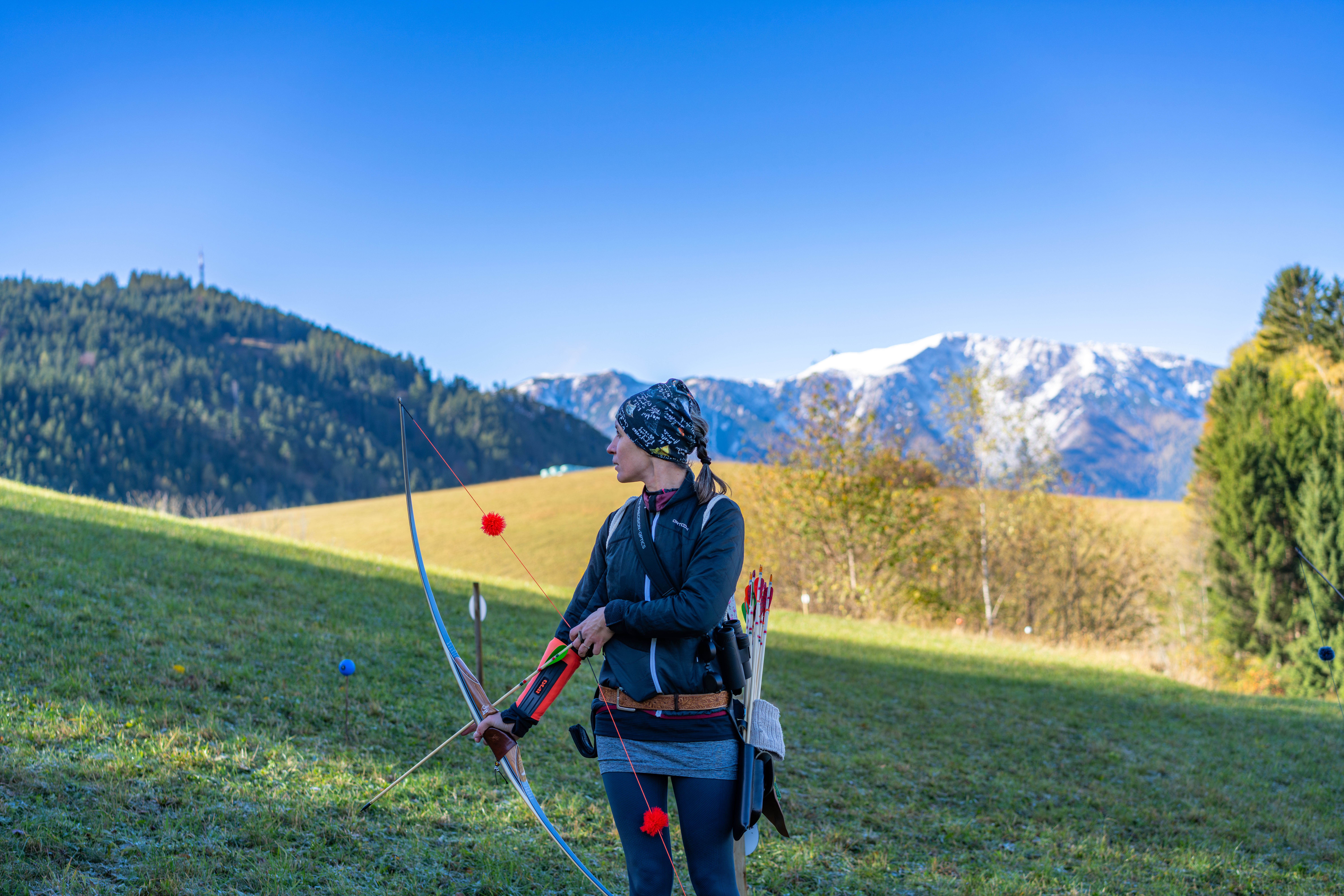 Archery, with the Snow Mountain in the background 