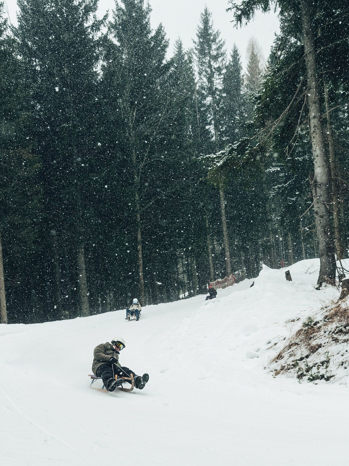 Der Schnee fällt sanft auf die verschneiten Hänge, während fröhliche Rodler mit viel Elan die Pisten hinunter sausen. Umgeben von majestätischen Tannen und der klaren Winterluft, erleben die Besucher hier unvergessliche Momente voller Spaß und Abenteuer.