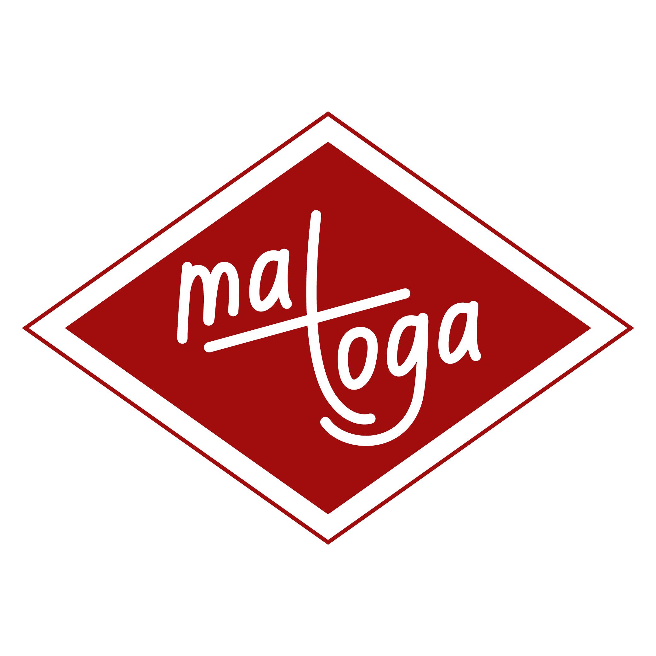 Logo mit dem Schriftzug 'matoga' in einem roten Rautenmuster.