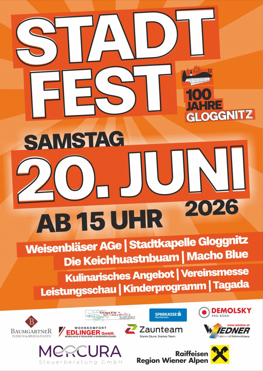 Plakat Stadtfest Gloggnitz