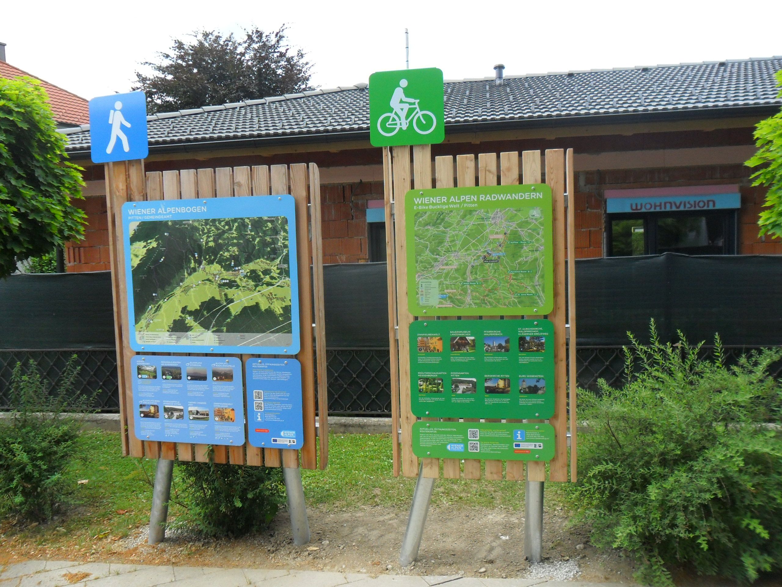 Informationstafeln für Wander- und Radwege in Pitten