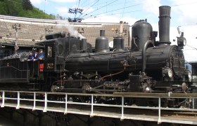 Historic steam locomotive in the S&uuml;dbahnmuseum M&uuml;rzzuschlag.