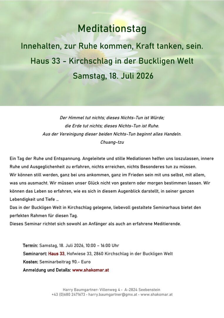 Innehalten, zur Ruhe kommen, Kraft tanken, sein.
