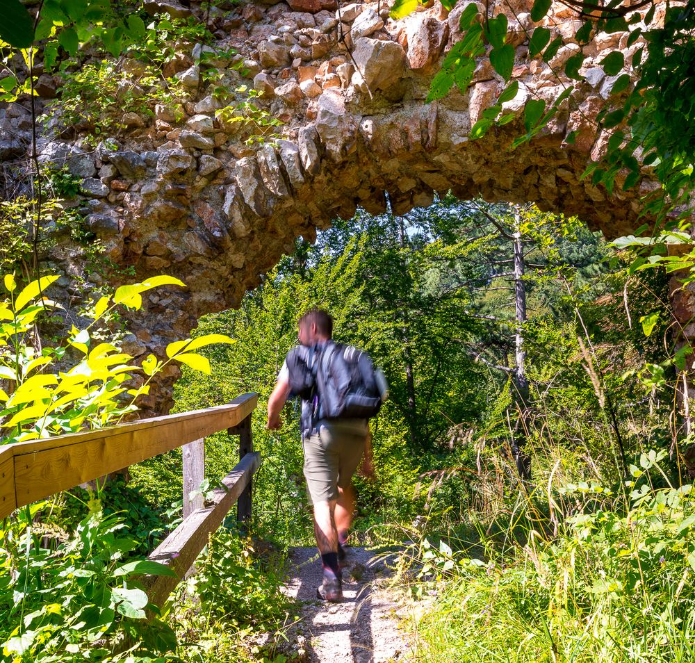 Wanderer am Ruinenweg Schrattenbach