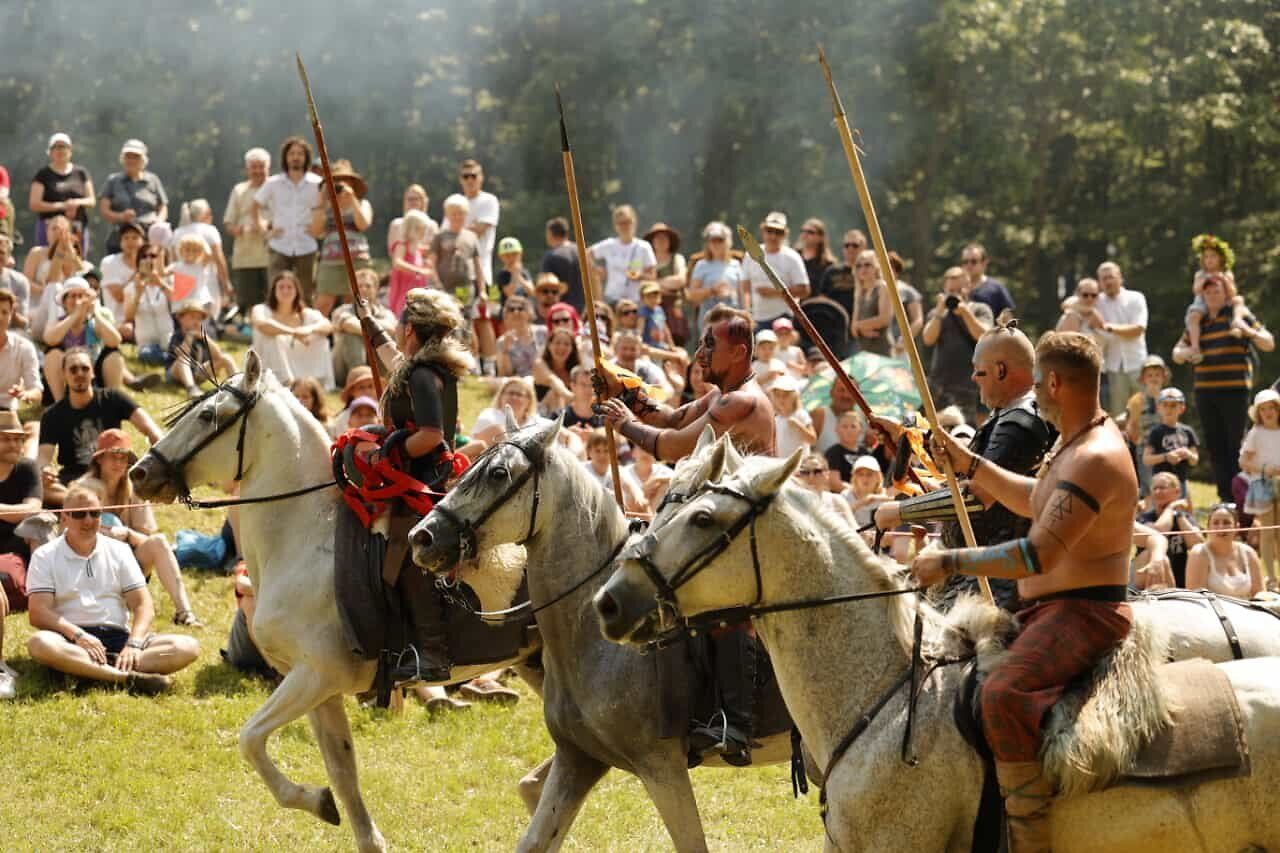 Fotos der Veranstaltung Keltenfestival im Freilichtmuseum in Schwarzenbach in der Buckligen Welt mit Kampfshow, Marktständen, Musikvorführungen und großem Lagerfeuer.