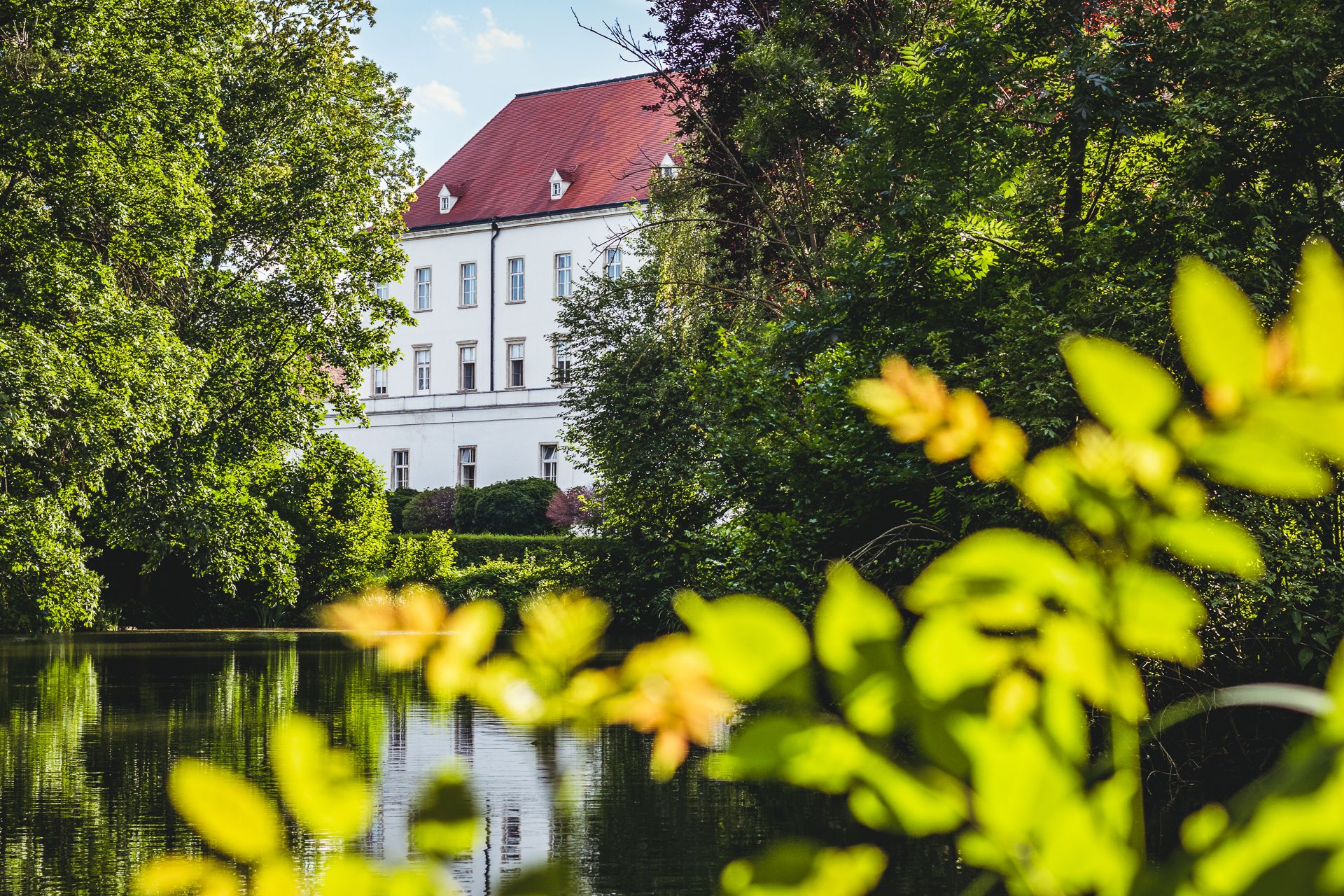 Theresianische Militärakademie schimmert im Hintergrund von einem Baum hervor