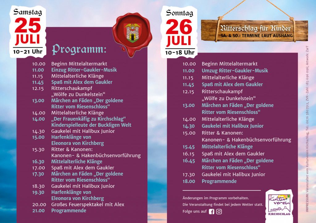 Ritterfest 2026 - Programm